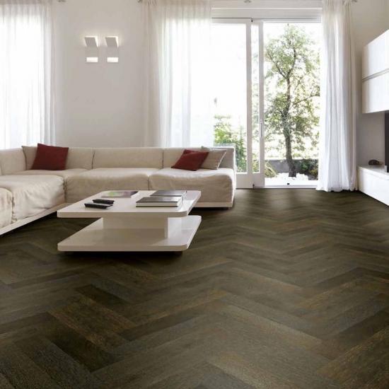 Herringbone Brushed Black Multiply Engineered Oak Flooring